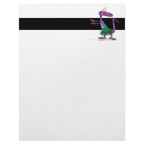 cute hula dancing gecko lizard cartoon letterhead design