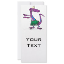 cute hula dancing gecko lizard cartoon custom rack card