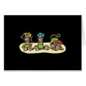 cute hula girl monkeys cards
