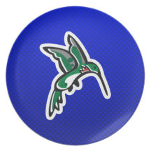 Cute Hummingbird; Blue Plates