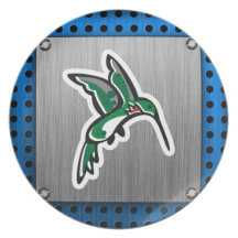 Cute Hummingbird; Metal-look Party Plate