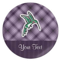 Cute Hummingbird; Purple Plate