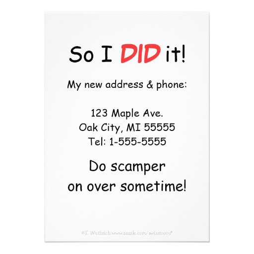 Cute Humorous Change of Address Card Announcements