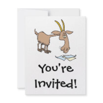 cute hungry goat cartoon custom invite