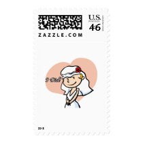 Cute "I did" Cartoon Bride postage