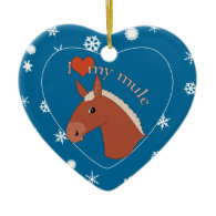 Cute I Love My Mule Snowflakes Ornaments