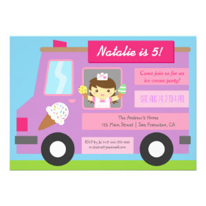 Cute Ice Cream Truck Birthday Party invitations