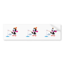 cute ice fishing little penguin bumper sticker