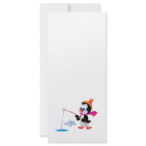 cute ice fishing little penguin full color rack card