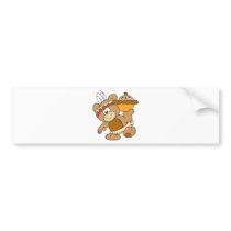cute indian thanksgiving bear with pie bumper stickers
