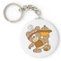 cute indian thanksgiving bear with pie key chains