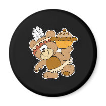cute indian thanksgiving bear with pie refrigerator magnet