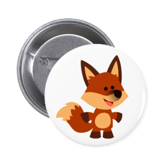 Cute Innocent Cartoon Fox Button Badge