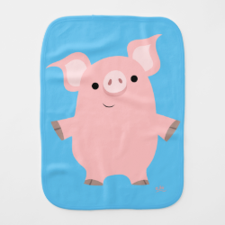 Cute Inquisitive Cartoon Pig Burp Cloth