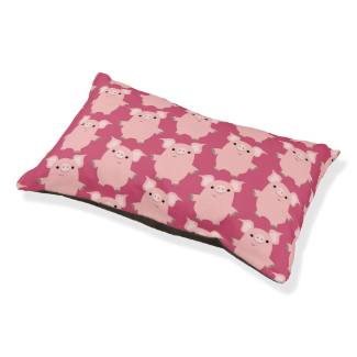 Cute Inquisitive Cartoon Pigs Dog Bed Small Dog Bed