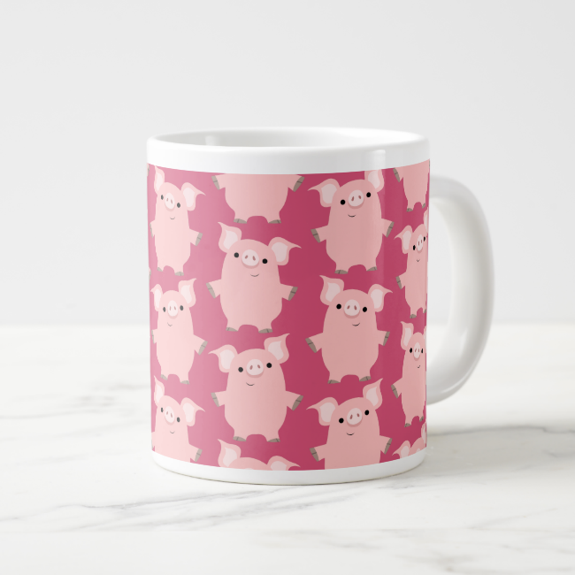 Cute Inquisitive Cartoon Pigs Jumbo Mug 20 Oz Large Ceramic Coffee Mug