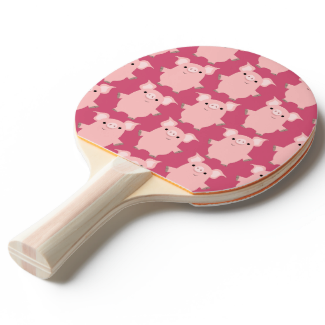 Cute Inquisitive Cartoon Pigs Ping Pong Paddle