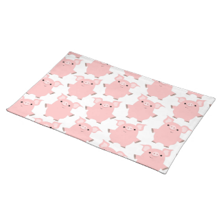 Cute Inquisitive Cartoon Pigs Placemat Cloth Placemat