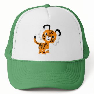 Cute Inquisitive Cartoon Tiger Hat hat