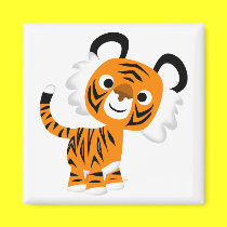 Netter neugieriger Karikatur-Tiger-Magnet