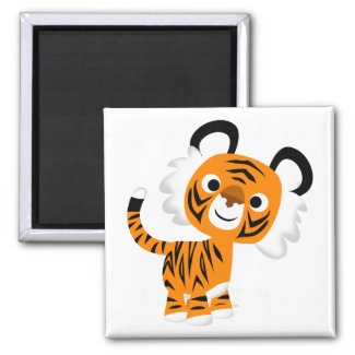 Cute Inquisitive Cartoon Tiger Magnet magnet