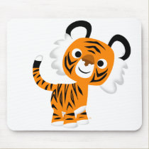 Cute Inquisitive Cartoon Tiger Mousepad by Lioness_Graphics Cute Inquisitive Cartoon Tiger Mousepad