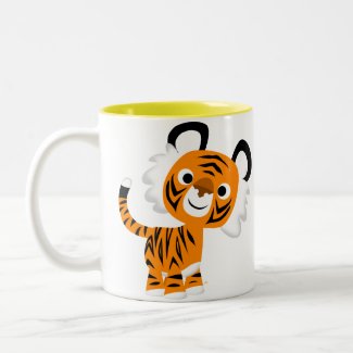 Cute Inquisitive Cartoon Tiger Mug mug