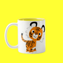 Netter neugieriger Karikatur-Tiger-Becher tassen