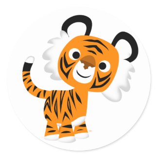 Cute Inquisitive Cartoon Tiger Sticker sticker