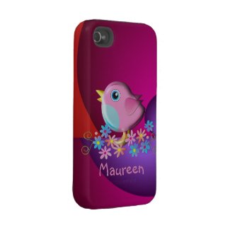 Cute iPhone 4 case with bird and Name
