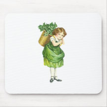 Cute Irish Shamrock Girl Mouse Pads