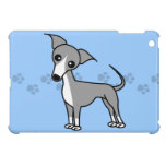 Cute Italian Greyhound Cartoon  - Pawprint Blue Cover For The iPad Mini