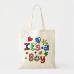 Cute Its A Baby Boy Greeting Text Expression Bags