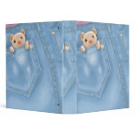 cute jean pocket teddy bear binders