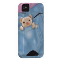 cute jean pocket teddy bear iphone 4 id cases