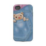 cute jean pocket teddy bear tough iphone 4 case