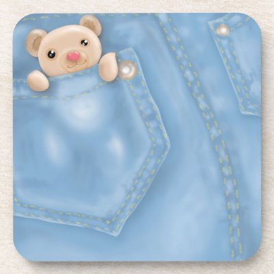cute jean pocket teddy bear beverage coaster Fuji_coaster cute jean pocket teddy bear beverage coaster Fuji_coaster