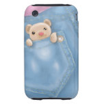 cute jean pocket teddy bear iPhone 3 tough covers