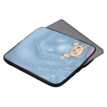 cute jean pocket teddy bear laptop computer sleeve