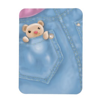 cute jean pocket teddy bear rectangular magnet Fuji_fleximagnet