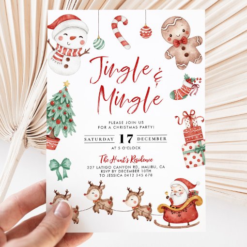 Cute Jingle Mingle Christmas Party Invitation Zazzle