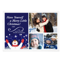 Cute Jolly Snowman Holiday Photo Card