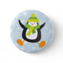 Cute Jumping Black Penguin Button / Pin Badge