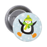 Cute Jumping Black Penguin Button / Pin Badge
