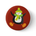 Cute Jumping Penguin Button / Pin Badge