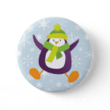 Cute Jumping Purple Penguin Button / Pin Badge