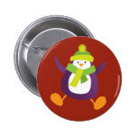 Cute Jumping Purple Penguin Button / Pin Badge