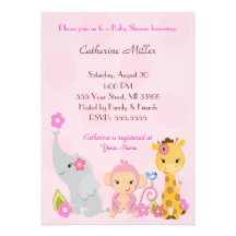 Cute Jungle Baby Shower Invitations