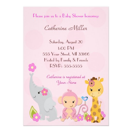 Cute Jungle Baby Shower Invitations