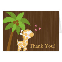 Cute Jungle Giraffe Baby Shower Thank You Card